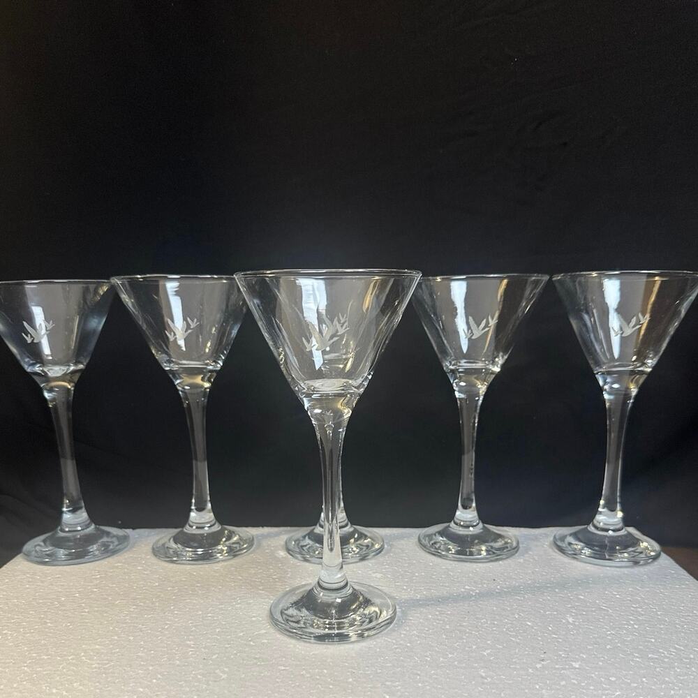 Vintage Grey Goose etched crystal Martina glasses 6.75” X 3.5”Set of 6 glasses